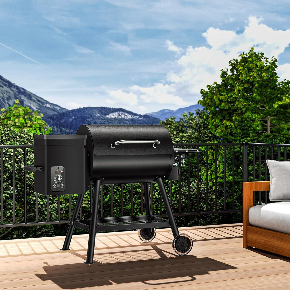 Electric Pellet Grill & Smoker with Side Shelf