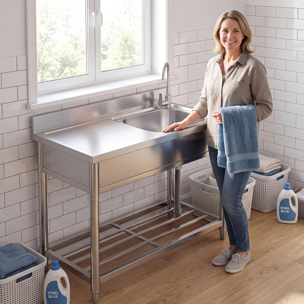 Freestanding Stainless Steel Prep Utility Sink