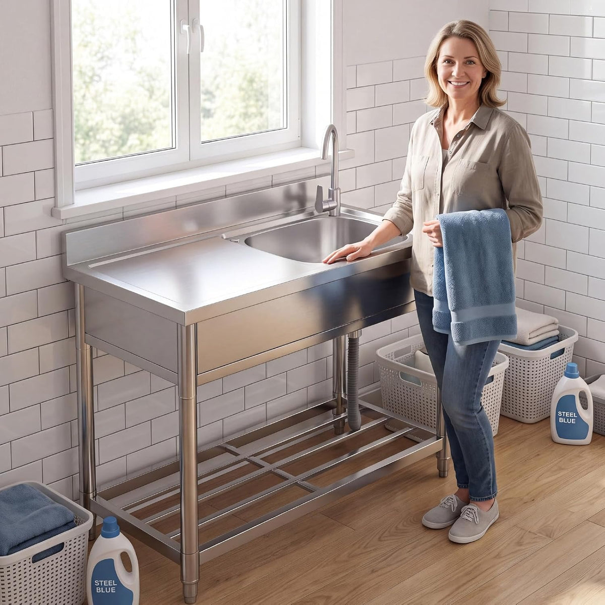 Freestanding Stainless Steel Prep Utility Sink