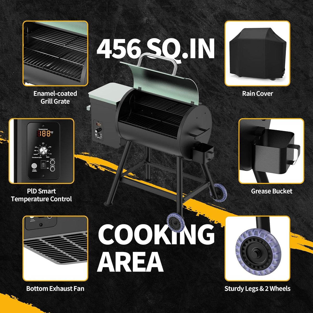 8‑in‑1 Electric Wood Pellet Smoker Grill