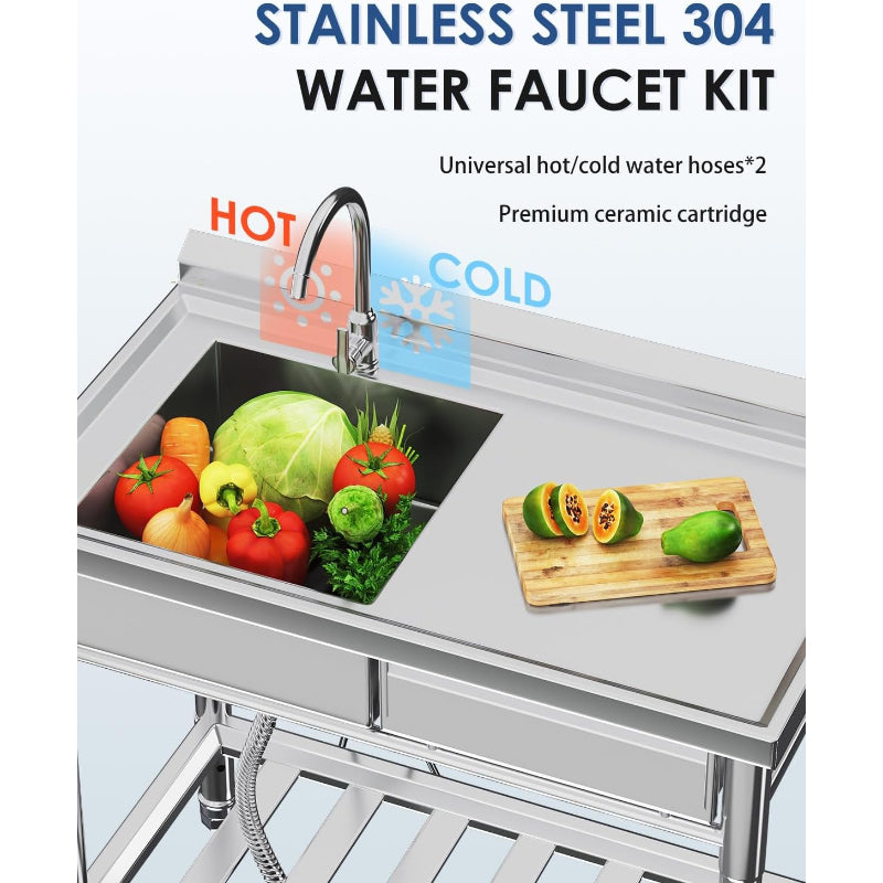 Freestanding Stainless Steel Utility Sink