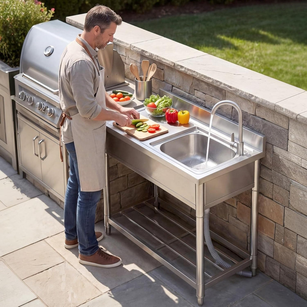 Freestanding Stainless Steel Prep Utility Sink