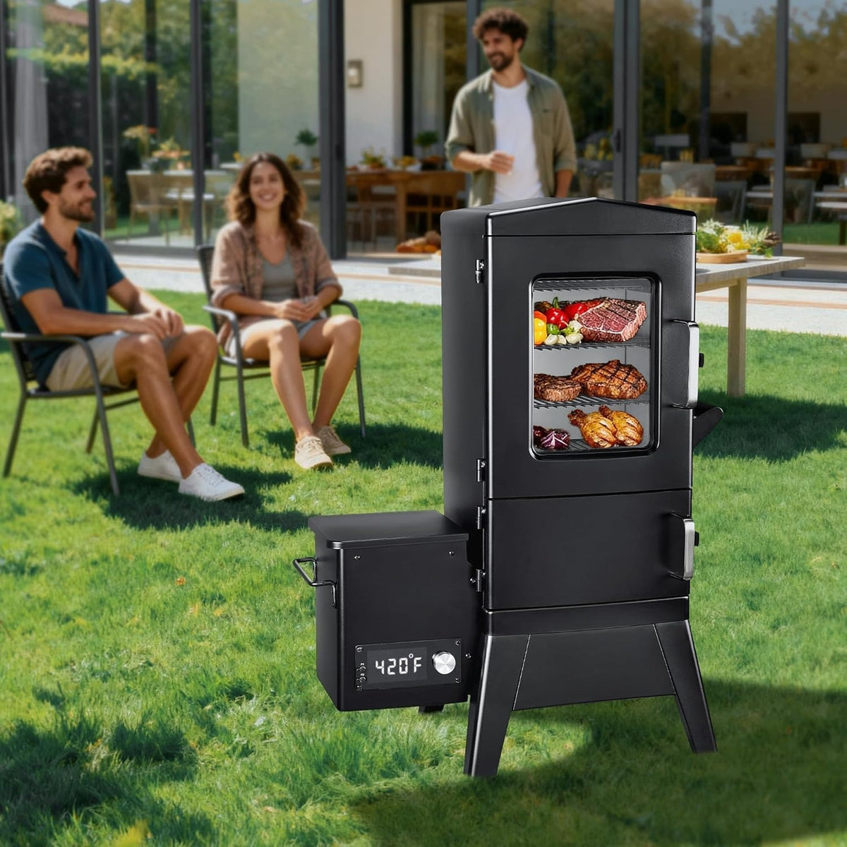 Vertical Pellet Smoker Grill with Meat Probe