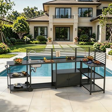 5‑Piece Modular Aluminum Outdoor Kitchen Island Set