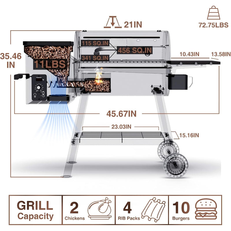 Electric Pellet Grill & Smoker with Side Shelf