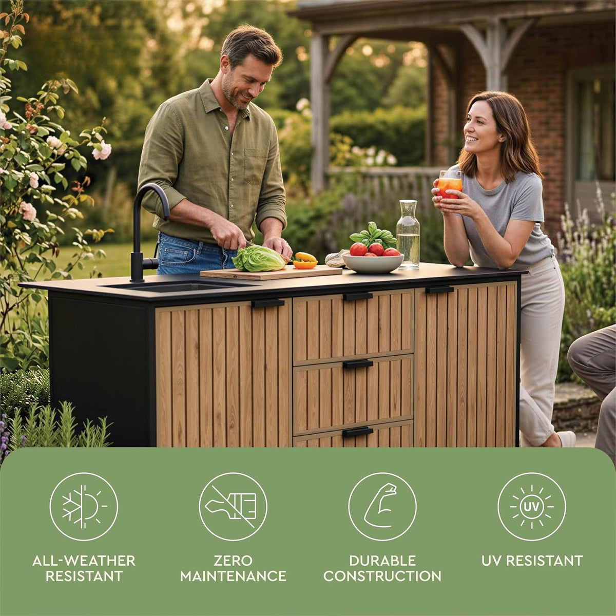 Resin Outdoor Kitchen Island with Sink