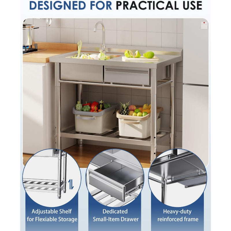 Freestanding Stainless Steel Utility Sink