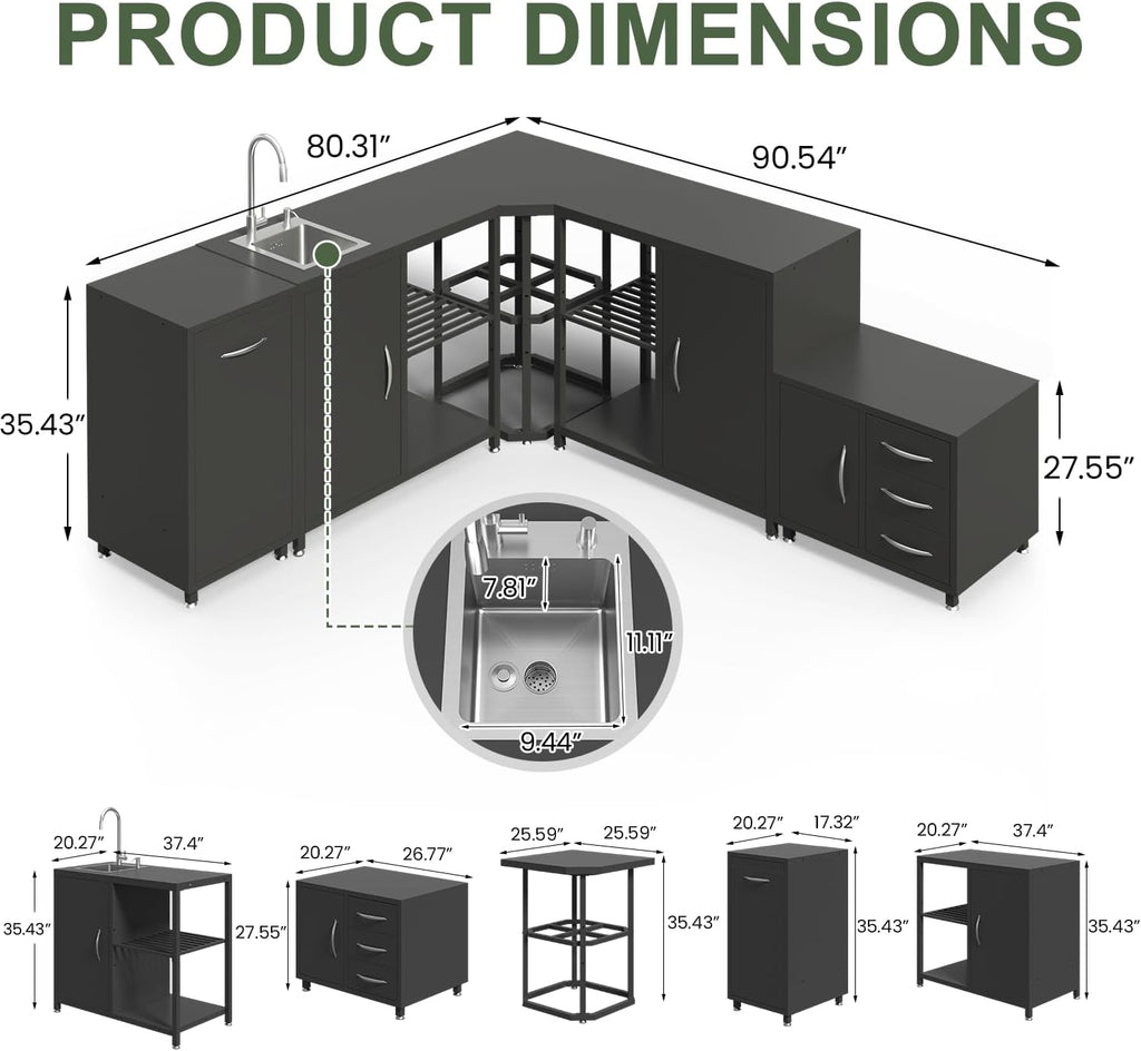 5‑Piece Modular Outdoor Kitchen Island Set
