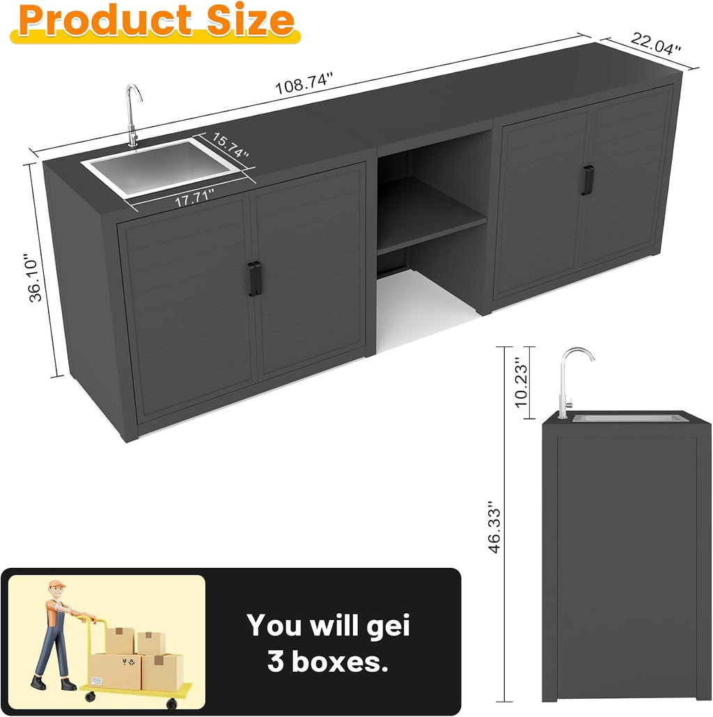 Modular Outdoor Kitchen Island with Sink