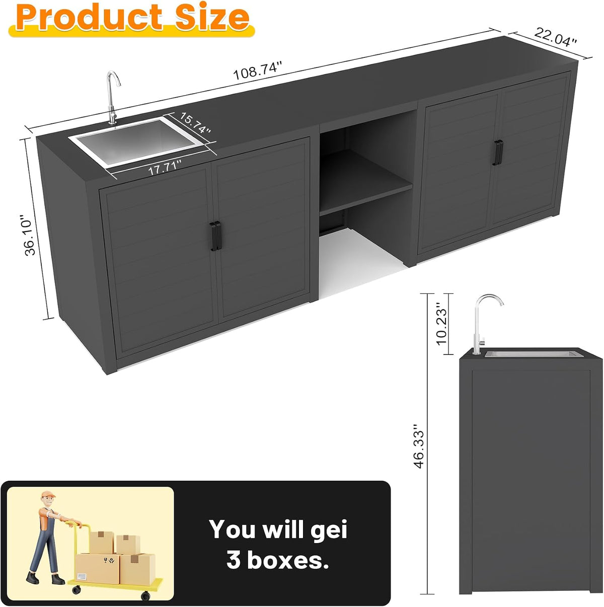 Modular Outdoor Kitchen Island with Sink