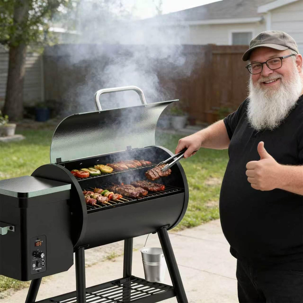 8‑in‑1 Electric Wood Pellet Smoker Grill