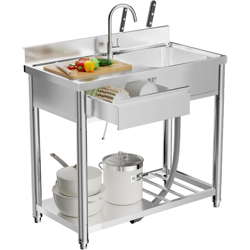 Freestanding 304 Stainless Steel Utility Sink