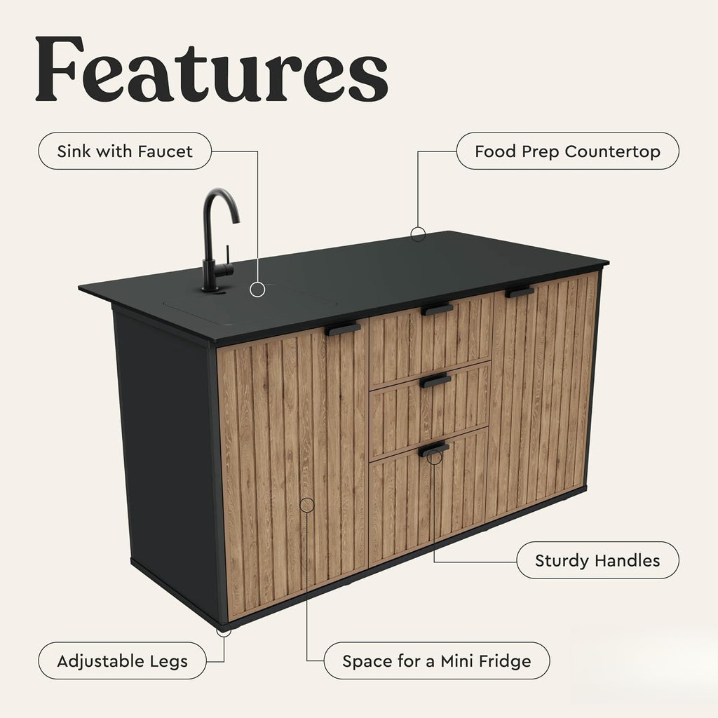 Resin Outdoor Kitchen Island with Sink