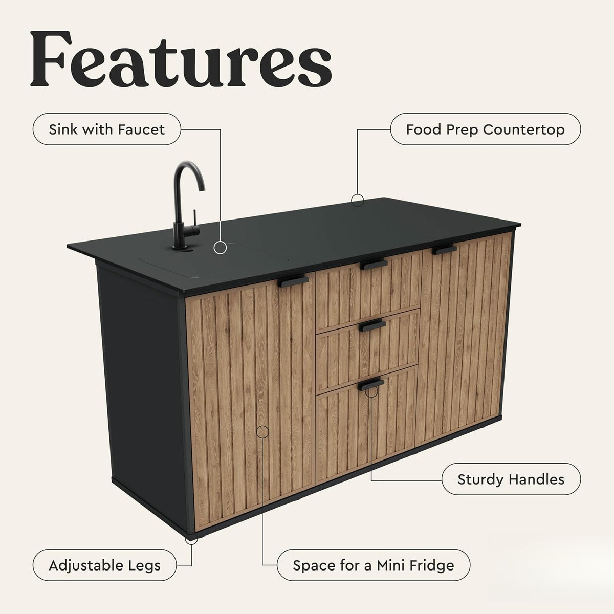 Resin Outdoor Kitchen Island with Sink