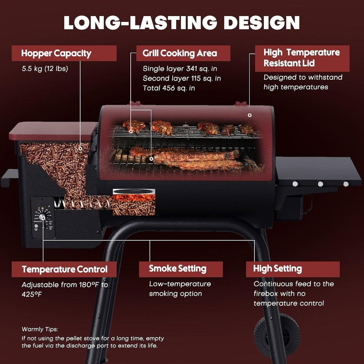 Wood Pellet Grill Smoker for BBQ