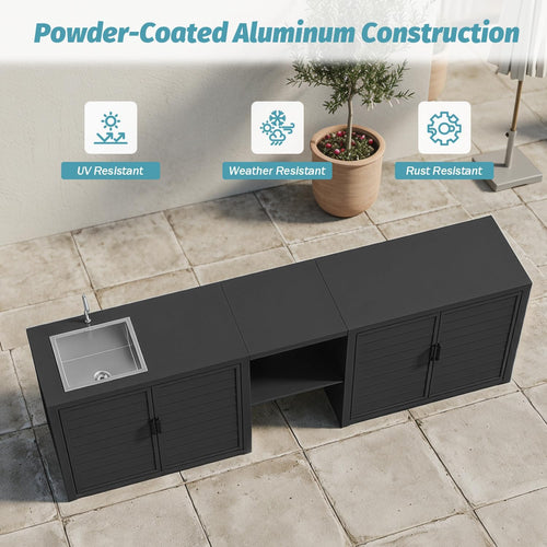 Aluminum Outdoor BBQ Prep Station with Sink