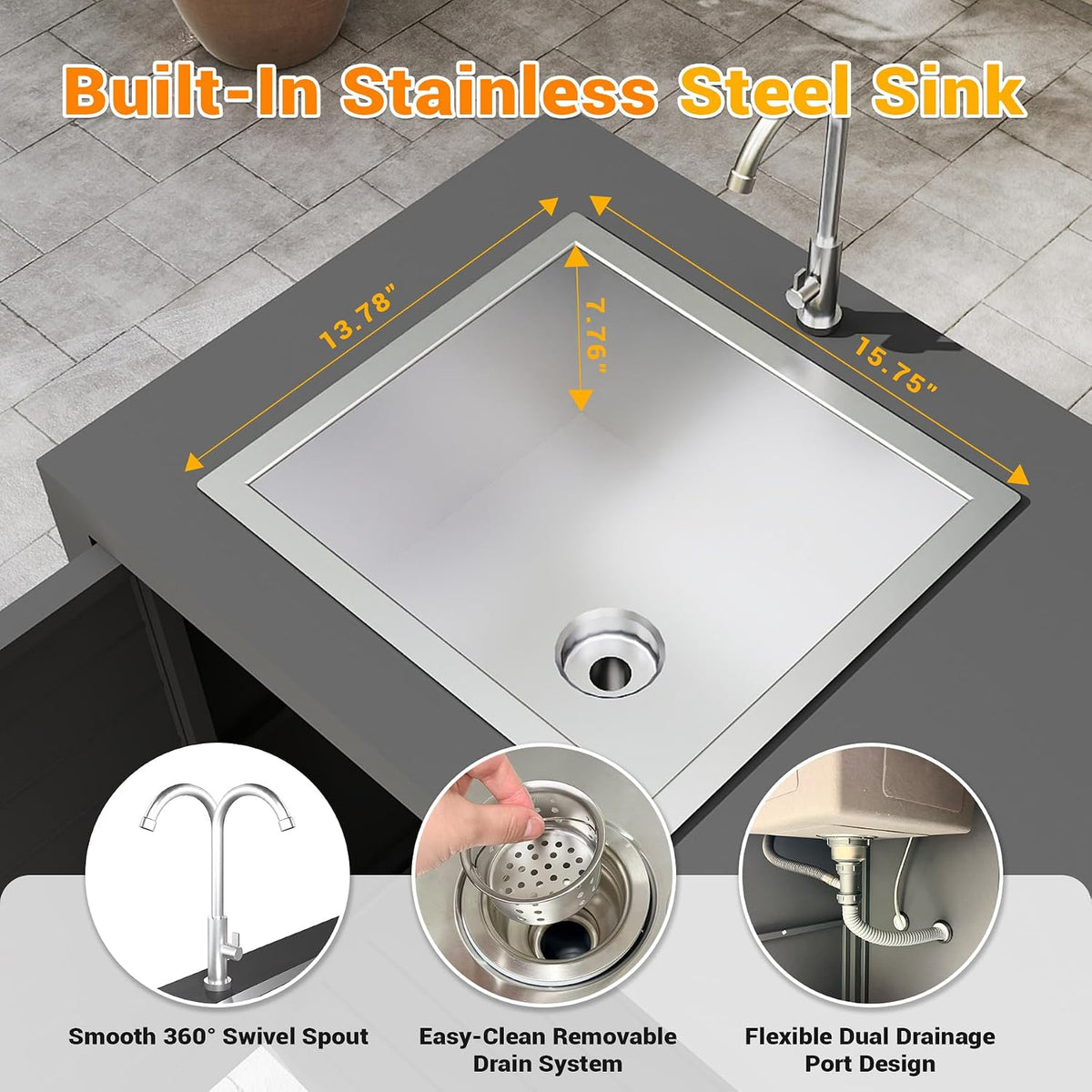 Modular Outdoor Kitchen Island with Sink