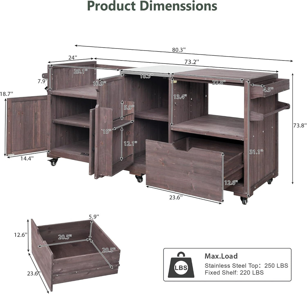 Outdoor Grill Cart Kitchen Island Table