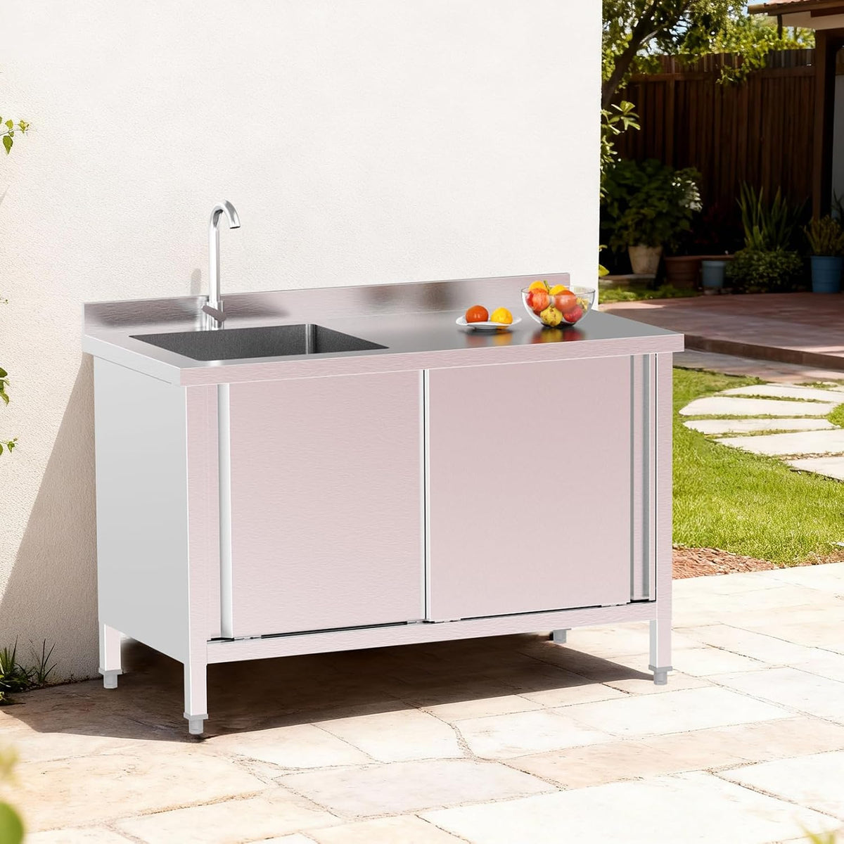 Freestanding Commercial Sink with Cabinet