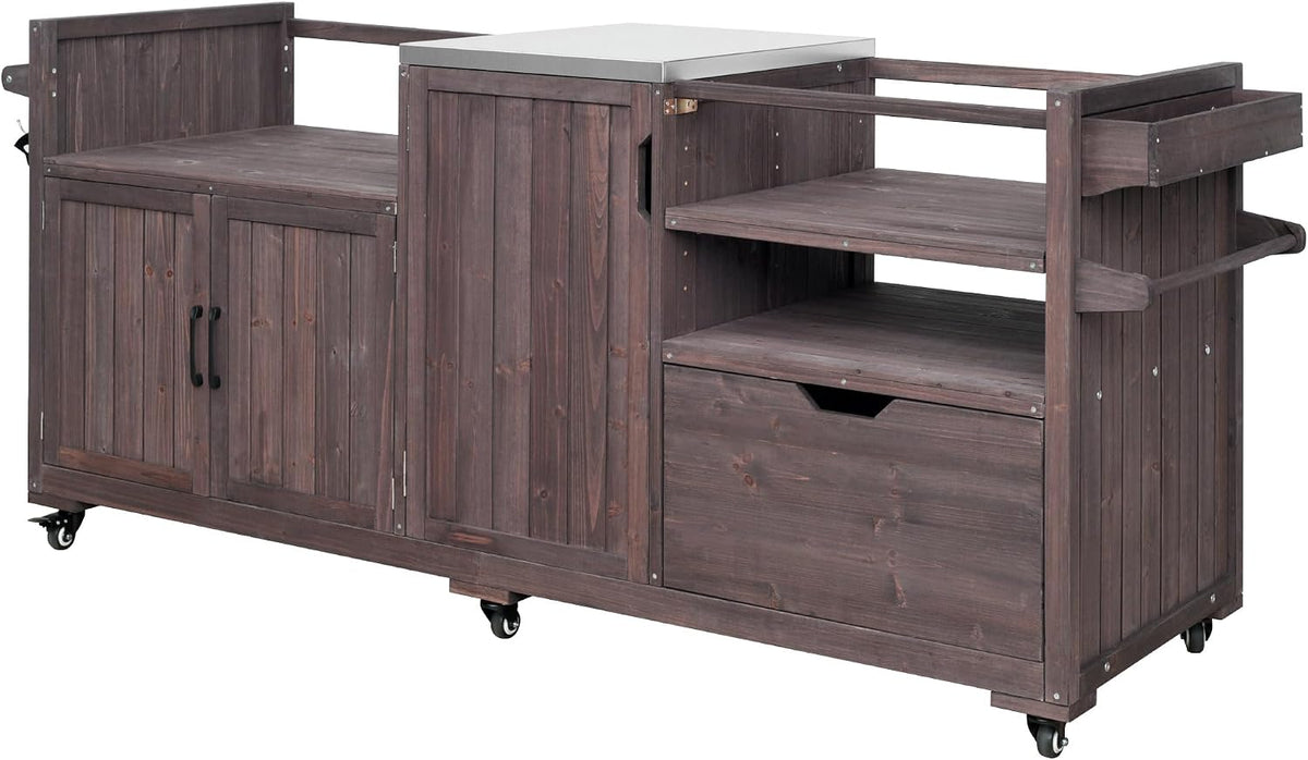Outdoor Grill Cart Kitchen Island Table