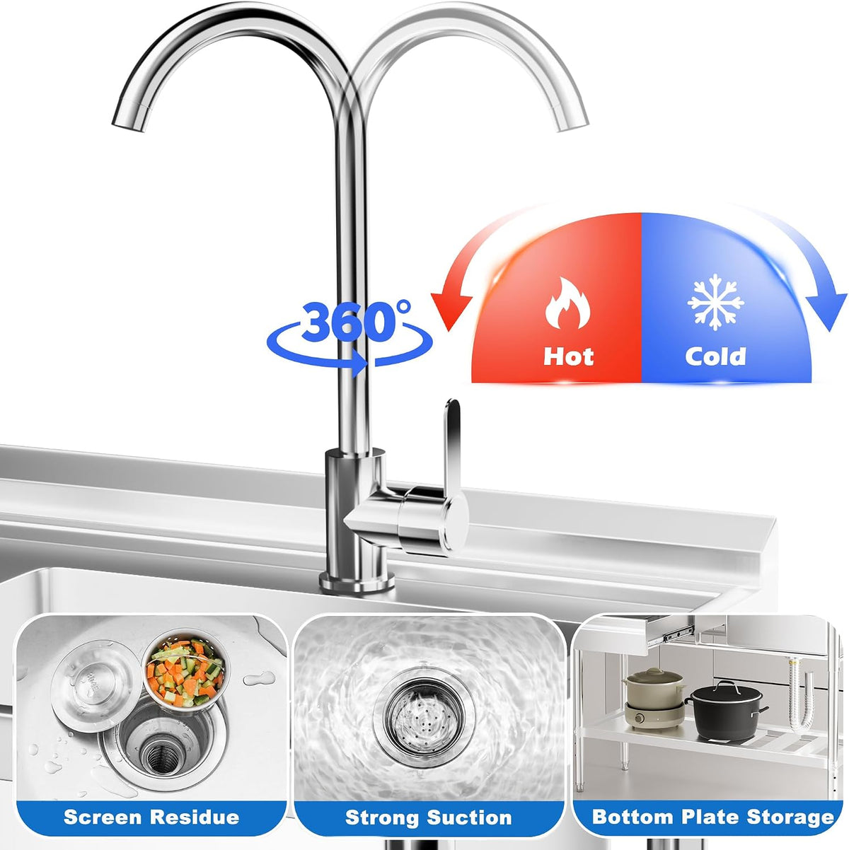 Stainless Steel Utility Sink with Drawers
