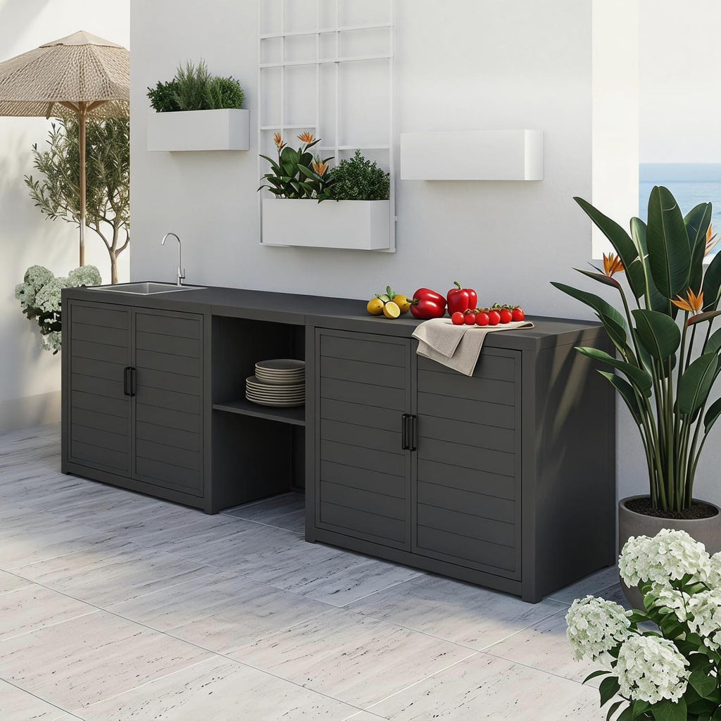 Aluminum Outdoor BBQ Prep Station with Sink