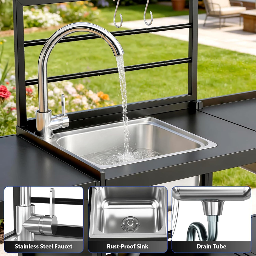 5‑Piece Modular Aluminum Outdoor Kitchen Island Set