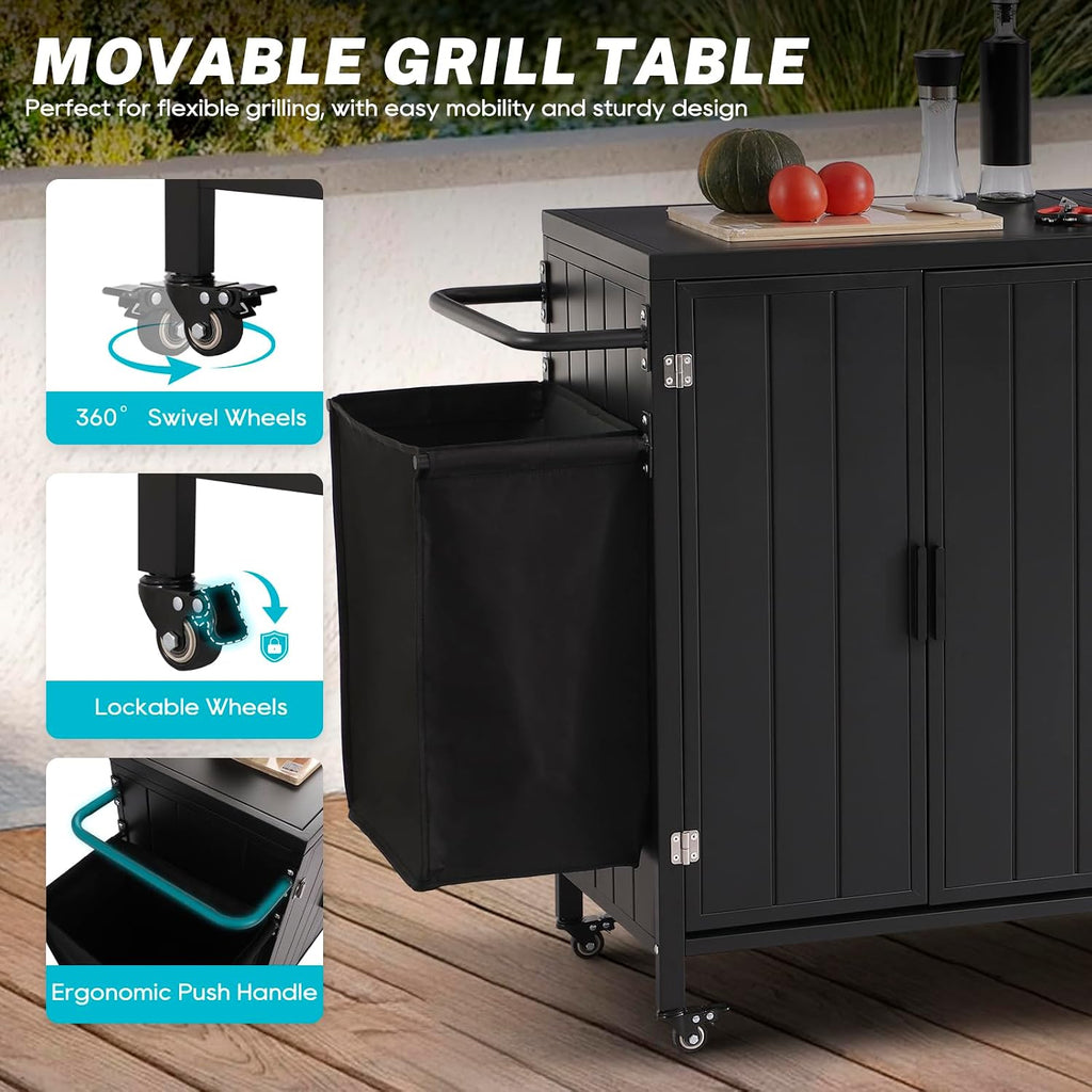 Outdoor Grill Cart with Sink & Storage