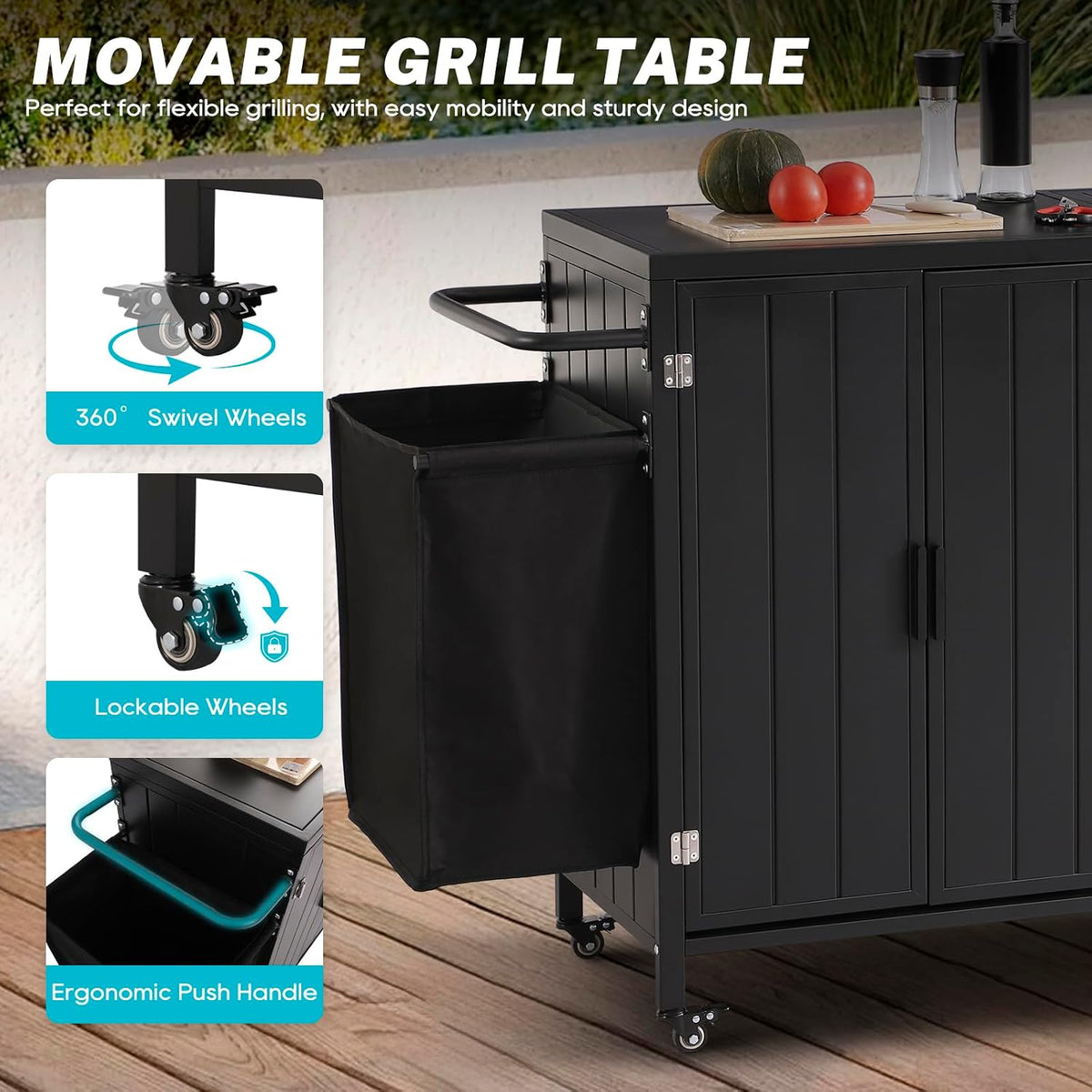 Outdoor Grill Cart with Sink & Storage
