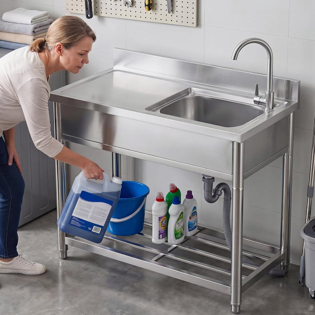 Freestanding Stainless Steel Prep Utility Sink