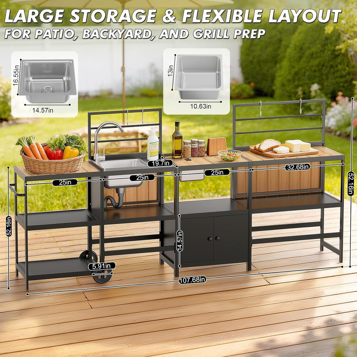 Modular Aluminum Outdoor Kitchen Island Set