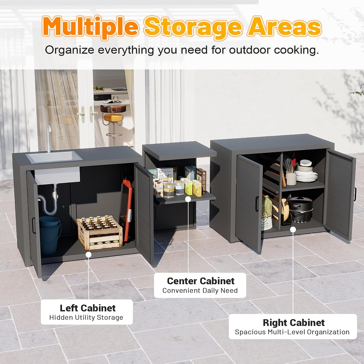 Modular Outdoor Kitchen Island with Sink