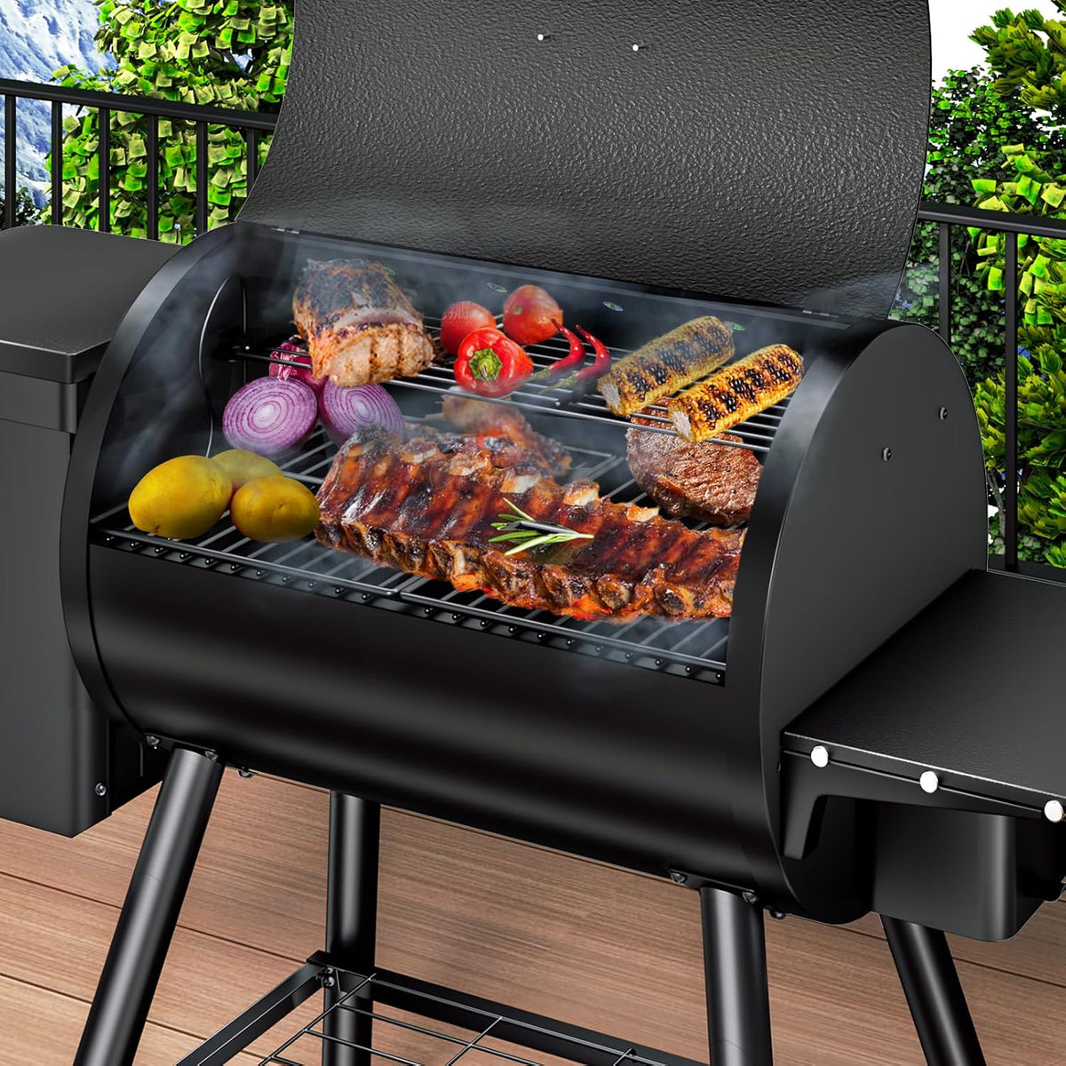 Electric Pellet Grill & Smoker with Side Shelf
