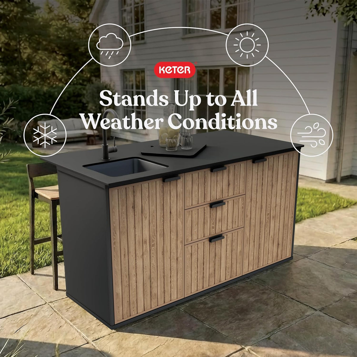 Resin Outdoor Kitchen Island with Sink