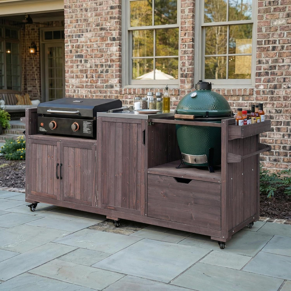 Outdoor Grill Cart Kitchen Island Table