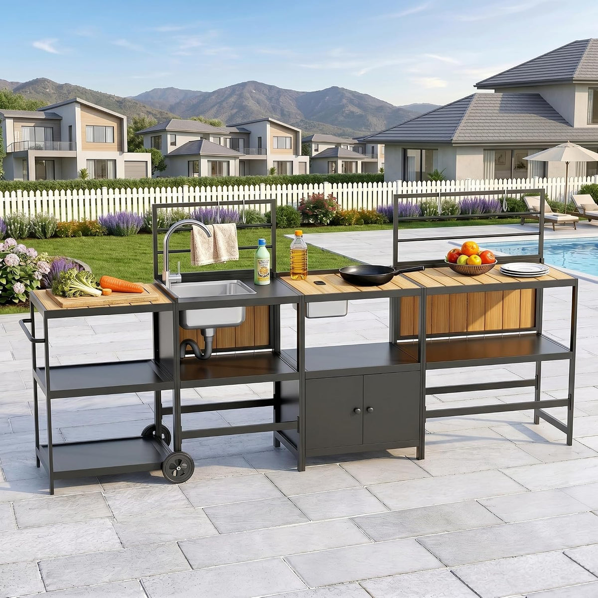 Modular Aluminum Outdoor Kitchen Island Set
