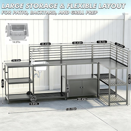 5‑Piece Modular Aluminum Outdoor Kitchen Island Set
