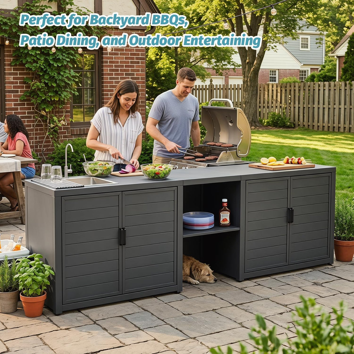 Aluminum Outdoor BBQ Prep Station with Sink