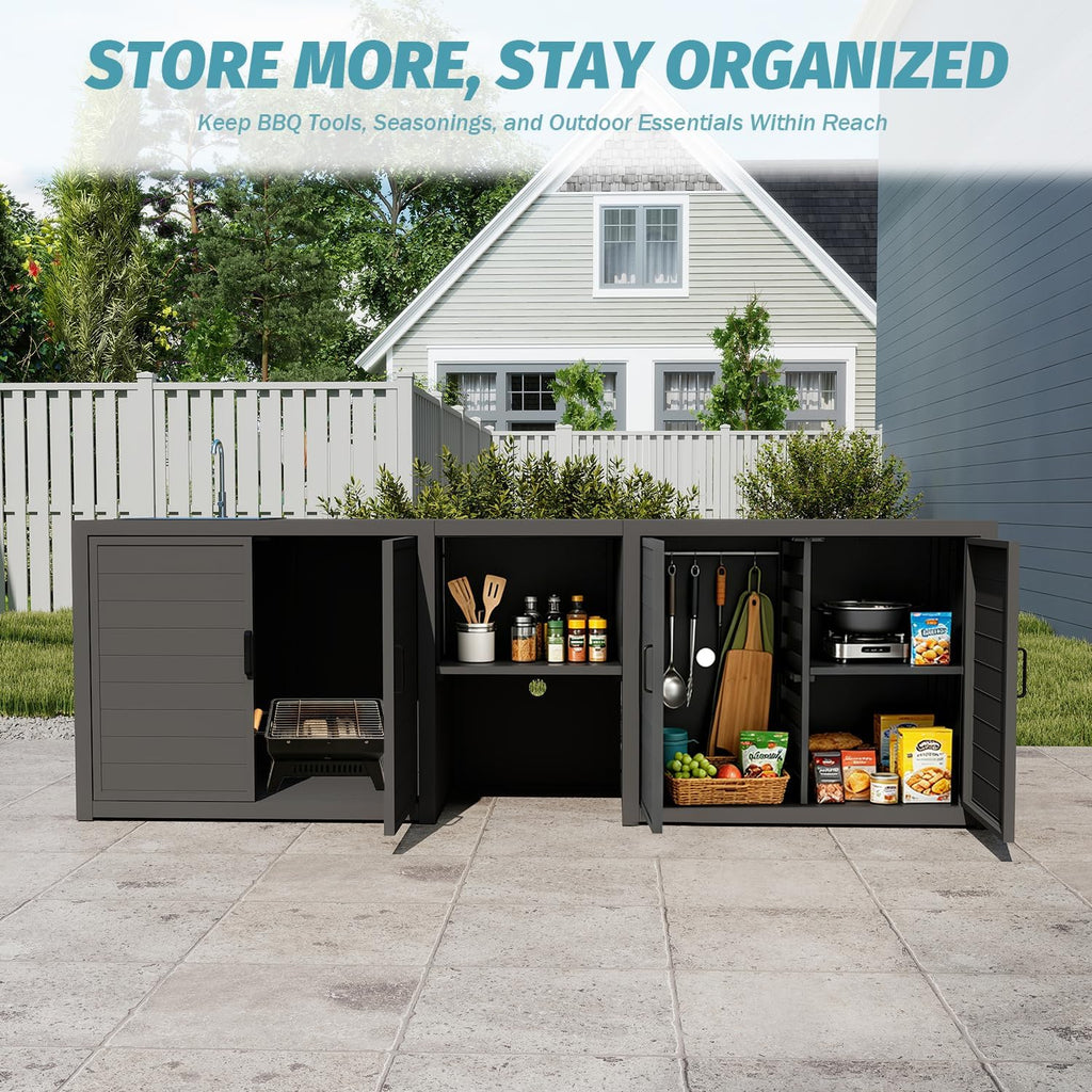Aluminum Outdoor BBQ Prep Station with Sink