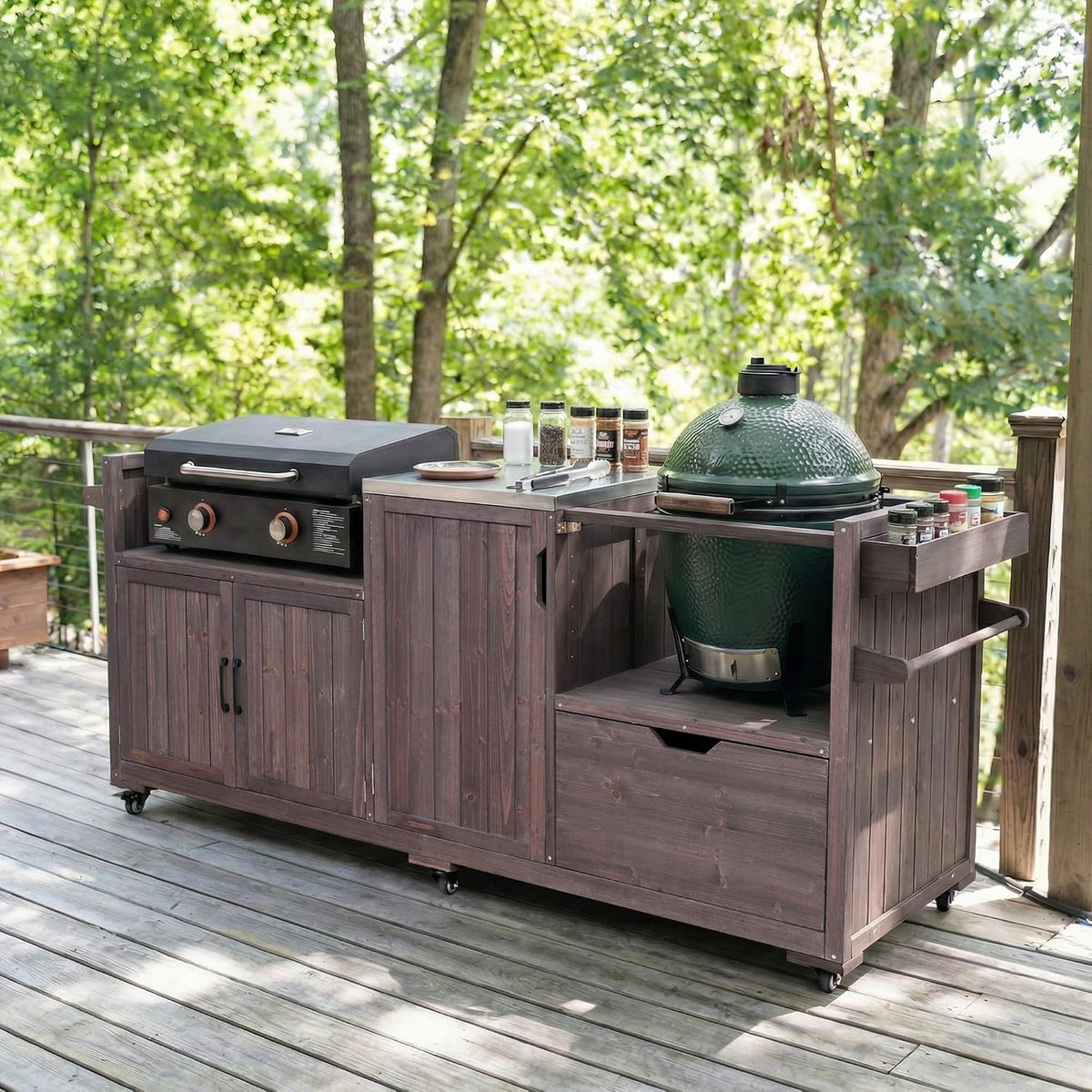 Outdoor Grill Cart Kitchen Island Table
