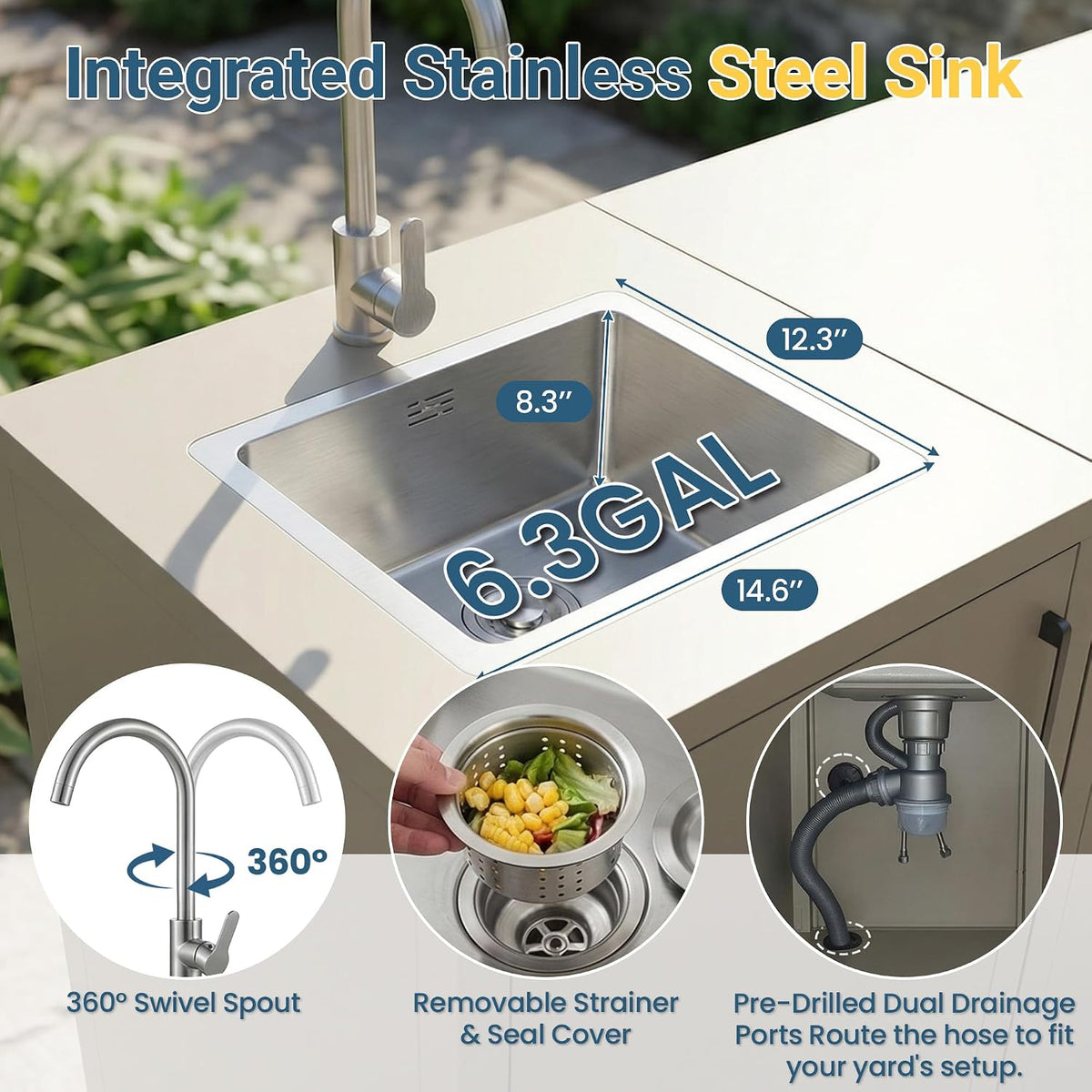 Aluminum Outdoor Kitchen Cabinet with Sink