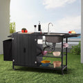 Outdoor Grill Cart with Sink & Storage