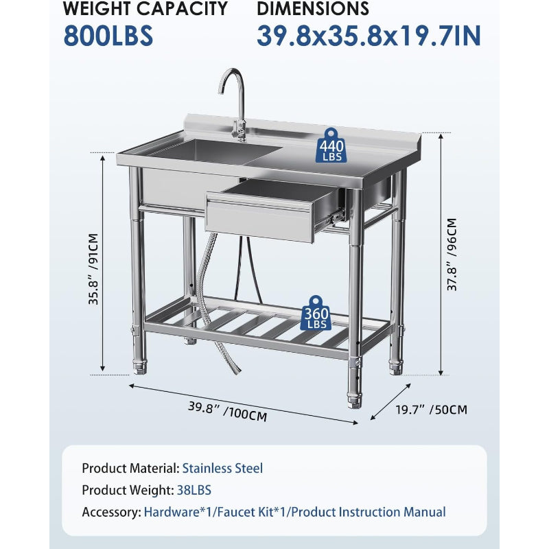 Freestanding Stainless Steel Utility Sink