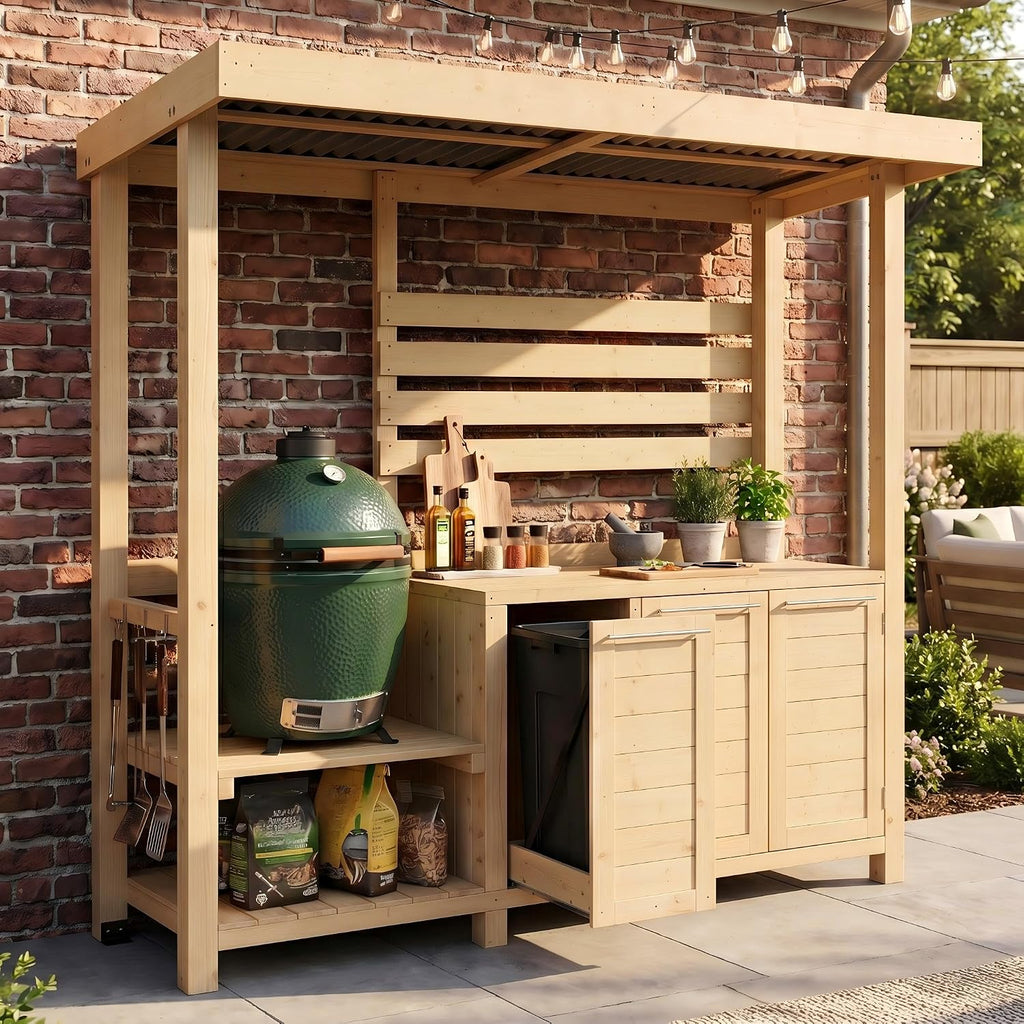 Cedar Wood Outdoor Kitchen Grill Bar Counter