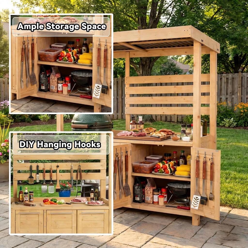 Cedar Wood Outdoor Kitchen Grill Bar Counter