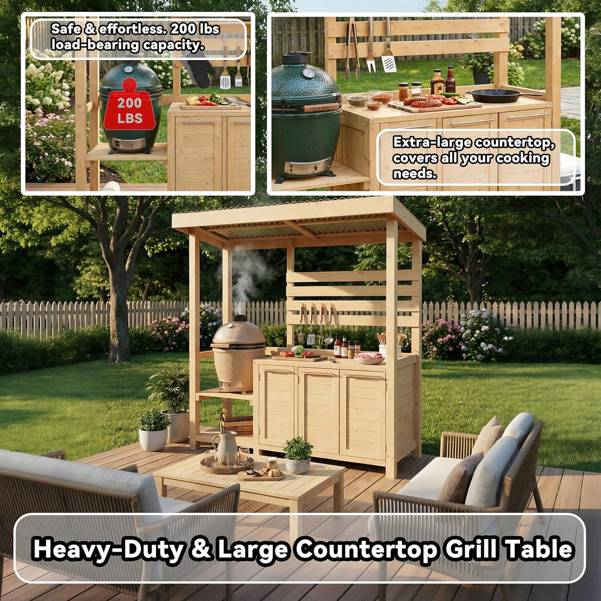 Cedar Wood Outdoor Kitchen Grill Bar Counter