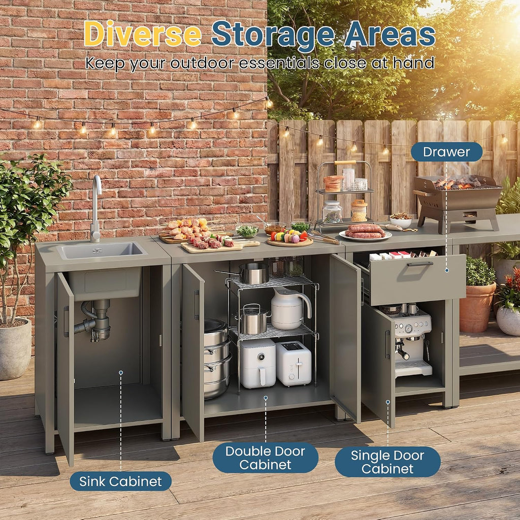 Aluminum Outdoor Kitchen Cabinet with Sink