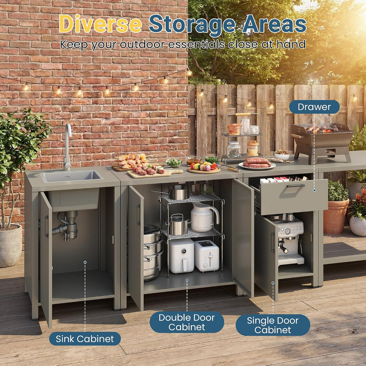 Aluminum Outdoor Kitchen Cabinet with Sink