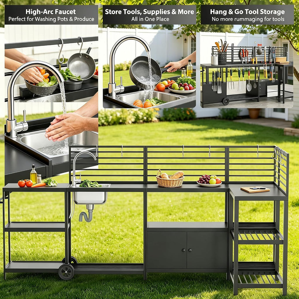 5‑Piece Modular Aluminum Outdoor Kitchen Island Set