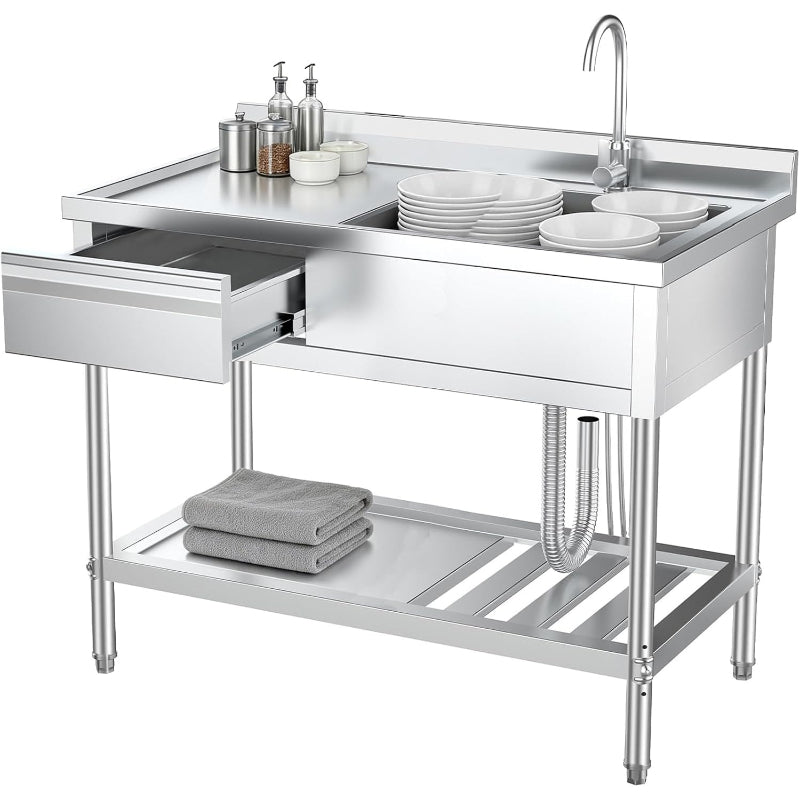 Stainless Steel Utility Sink with Drawers